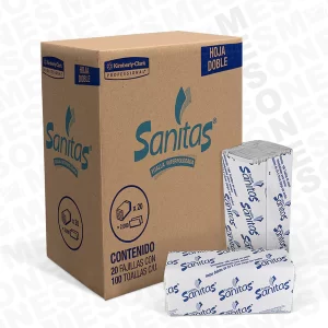 Sanitas Toalla Interdoblada Blanca Caja con 20 paquetes